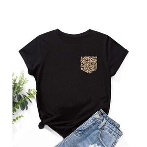 Teedino Black Leopard-Detail Tee 2XL